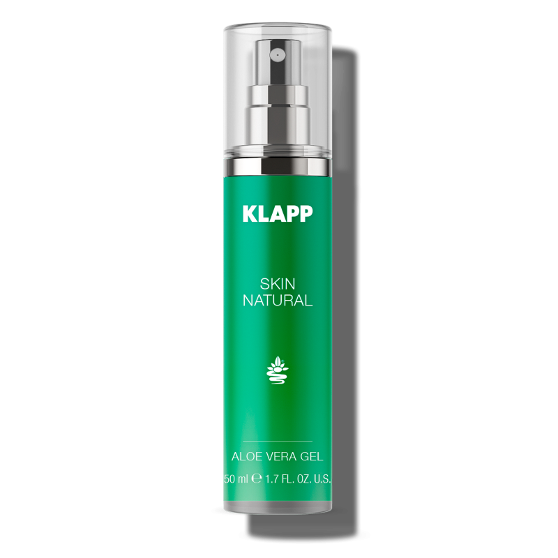 KLAPP Skin Natural Aloe Vera Gel  – Feuchtigkeitsspendendes Gel mit Aloe Vera, 50ml, Pumpspender