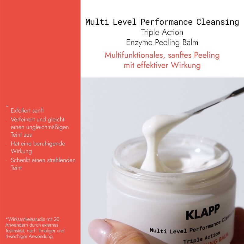 KLAPP Triple Action Enzym Peeling Balm – Sanftes Enzym-Peeling, 50ml, Hand entnimmt Peeling mit Spatel