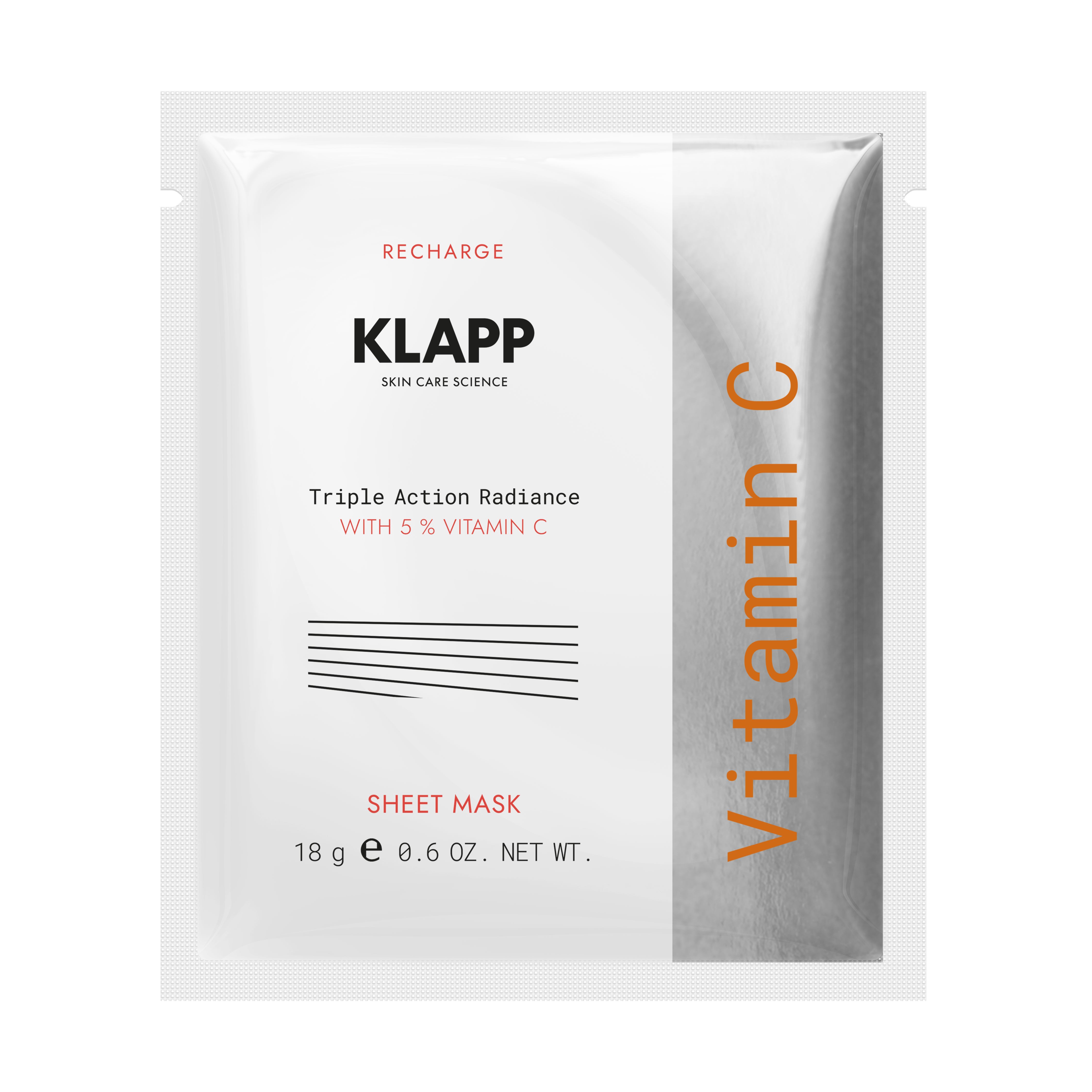KLAPP Vitamin C Triple Action Radiance Sheet Mask – für neue Frische, 18g, Sachet