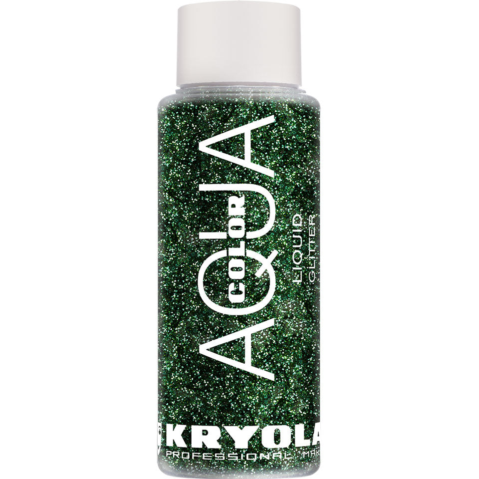KRYOLAN Aquacolor Liquid Glitter green – flüssiger Glitter für Gesicht & Körper, 30ml, Flasche