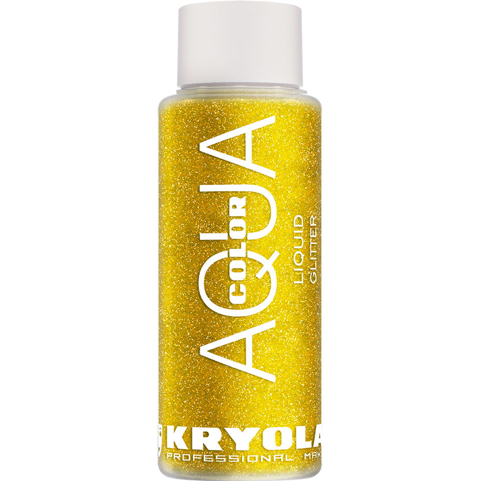KRYOLAN Aquacolor Liquid Glitter lemon yellow – flüssiger Glitter für Gesicht & Körper, 30ml, Flasche