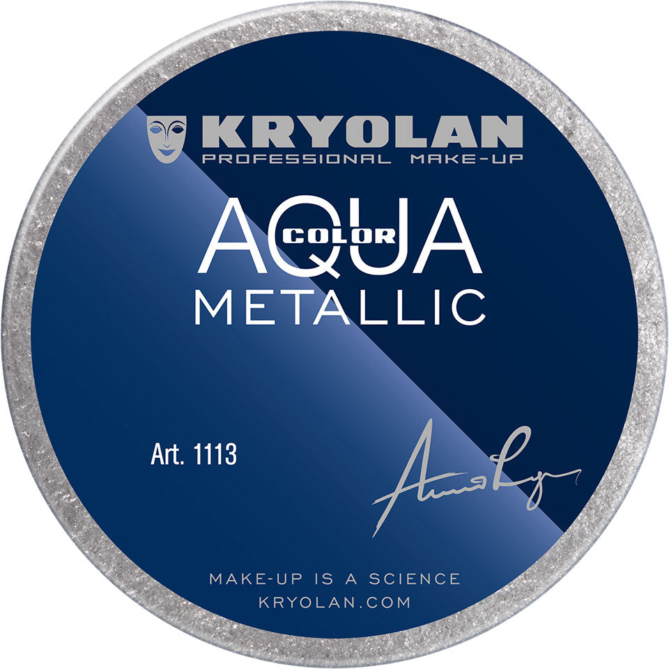 KRYOLAN Aquacolor Metallic silber – Kompaktschminke für Gesicht & Körper, 55ml