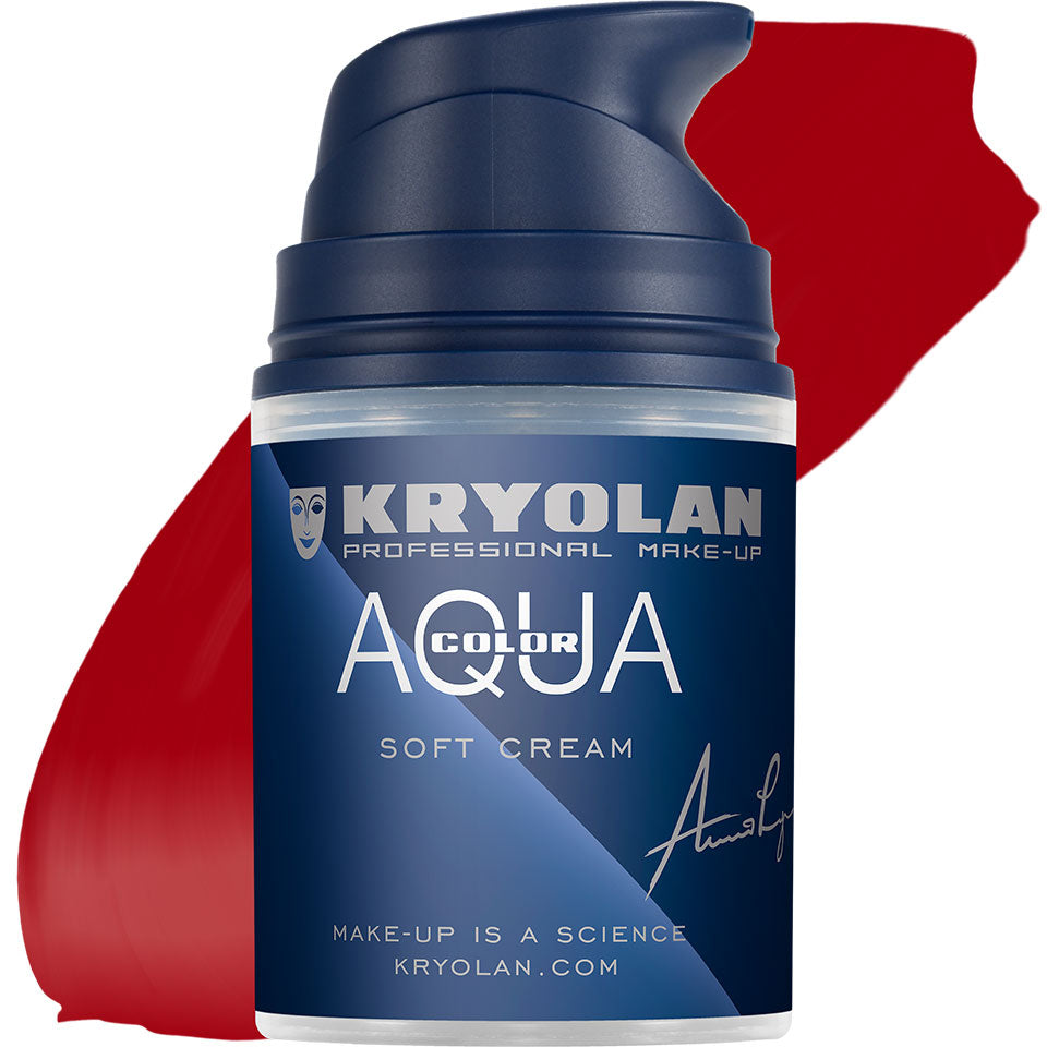 KRYOLAN Aquacolor Soft Cream vibrant red – Liquid Face & Bodypaint, 50ml, Pumpspender