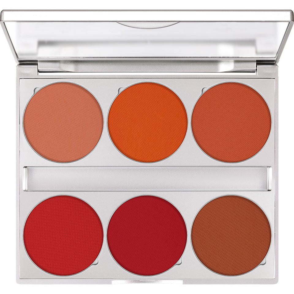 KRYOLAN Blusher Palette 6 Farben Lush – Rougepalette mit intensiver Farbkraft, 15g, Spiegelpalette offen