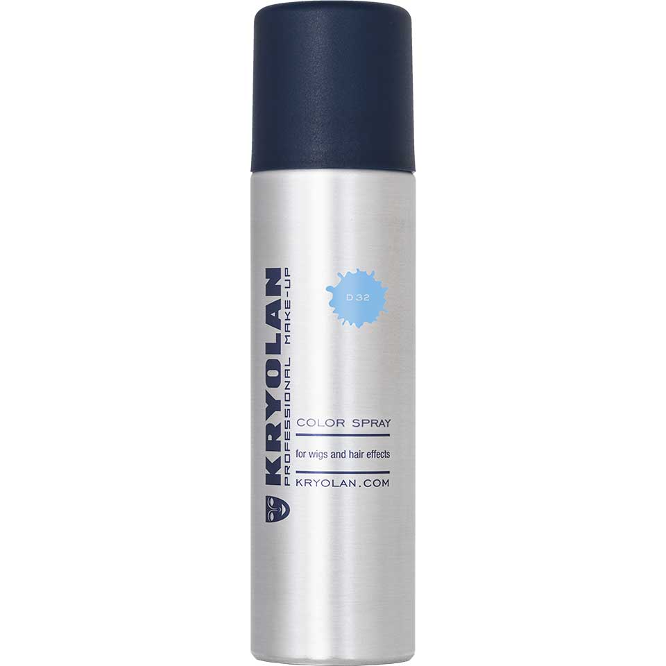 KRYOLAN Color Spray D 32 lazure blue – für Haare und Perücken mit hoher Deckkraft, 150ml