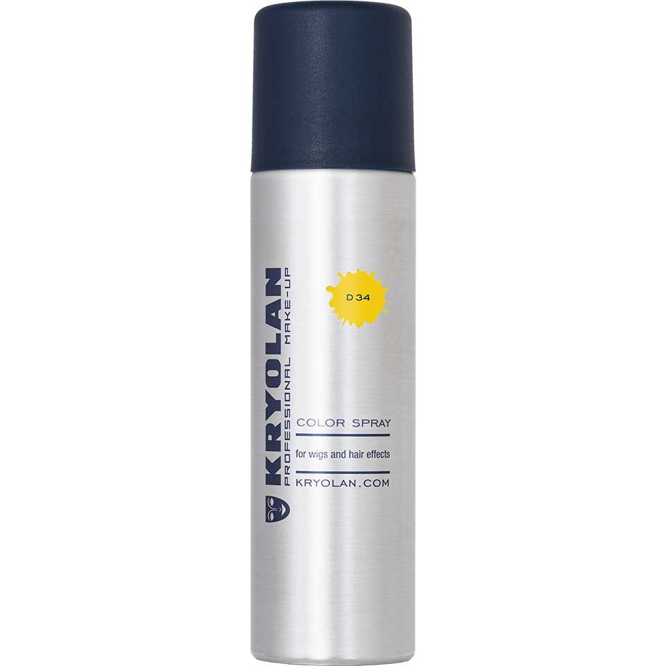 KRYOLAN Color Spray D 34 yellow – für Haare und Perücken mit hoher Deckkraft, 150ml