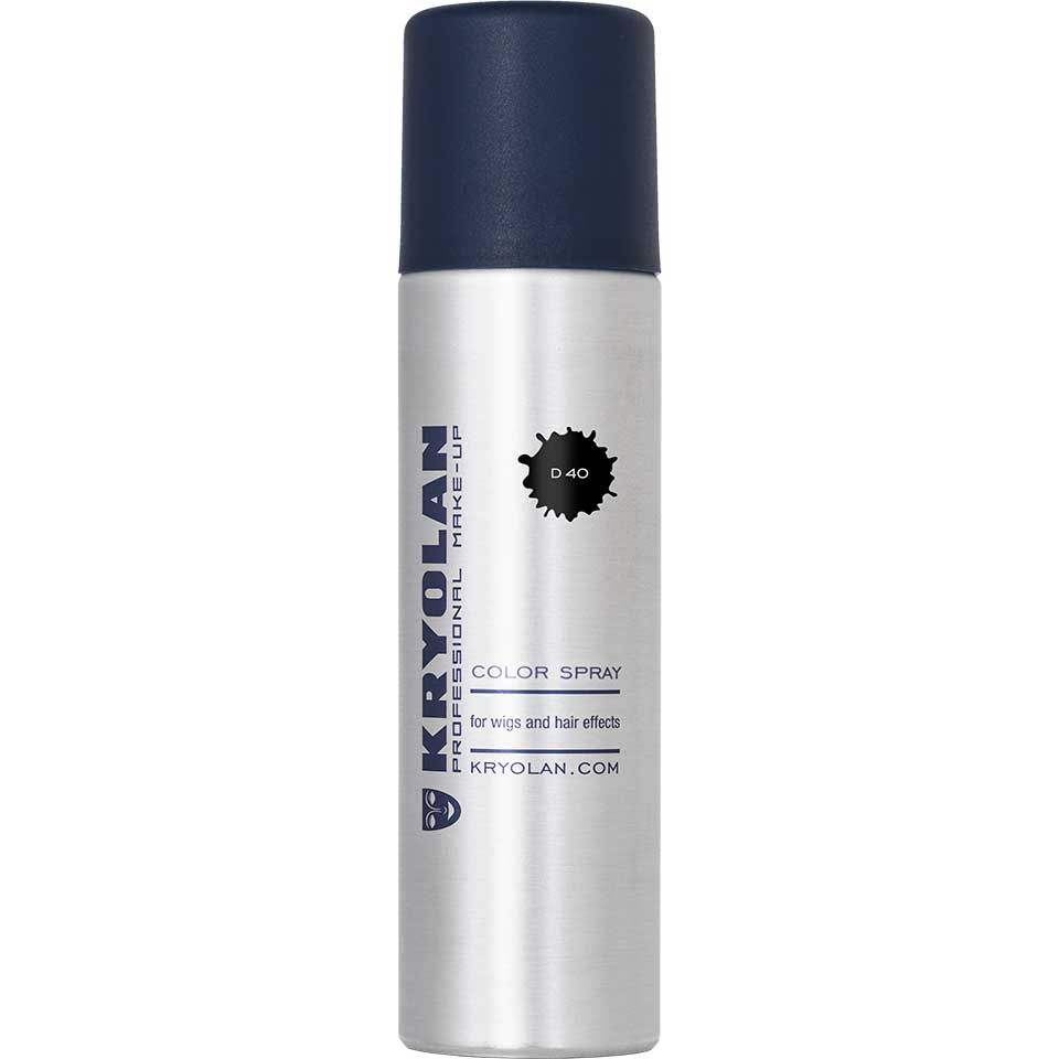 KRYOLAN Color Spray D 40 black – für Haare und Perücken mit hoher Deckkraft, 150ml