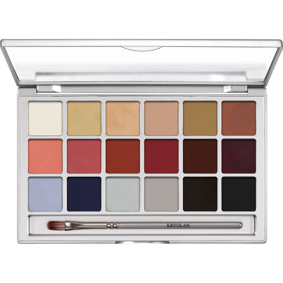 KRYOLAN Coloring Vision Palette 18 Farben stage – Supracolor Creme-Foundation, 45g, offen