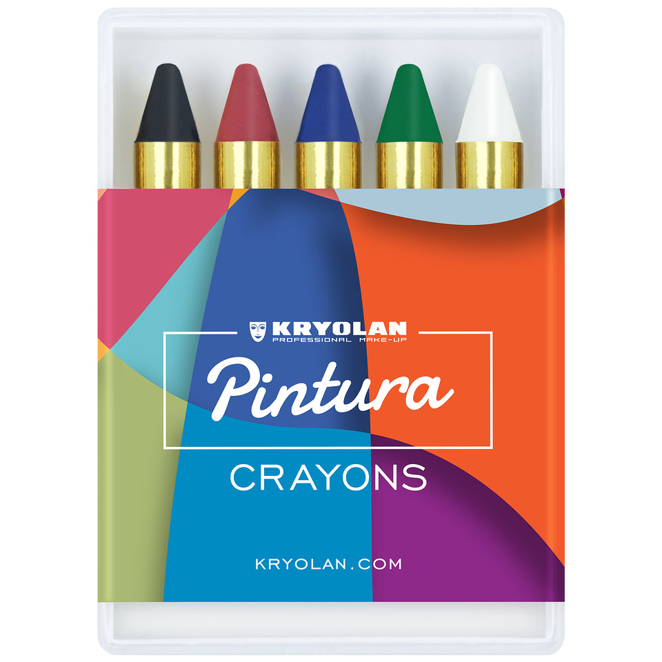 KRYOLAN Crayons 5 Farben – kindgerechte Schminkstifte, 12g, Stifte in Dose