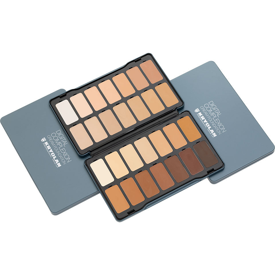 KRYOLAN Digital Complexion Cream Foundation Palette 28 Farben – 28 vegane, magnetische Farben, 49g, offen und geschlossen