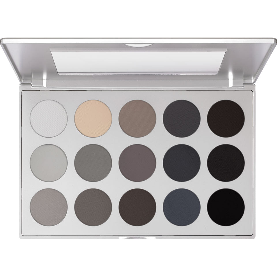 KRYOLAN Eye Shadow Spiegel-Palette 15 Farben Smokey grey – nachfüllbar, 37.5g