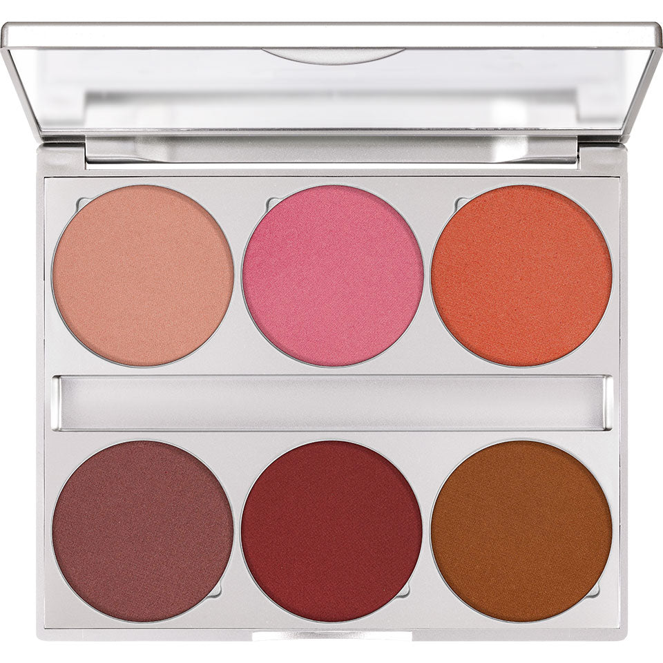 KRYOLAN Glamour Glow Palette 6 Colors Blushing Radiance – Schimmerpuder für strahlende Haut, 18g, Spiegelpalette offen