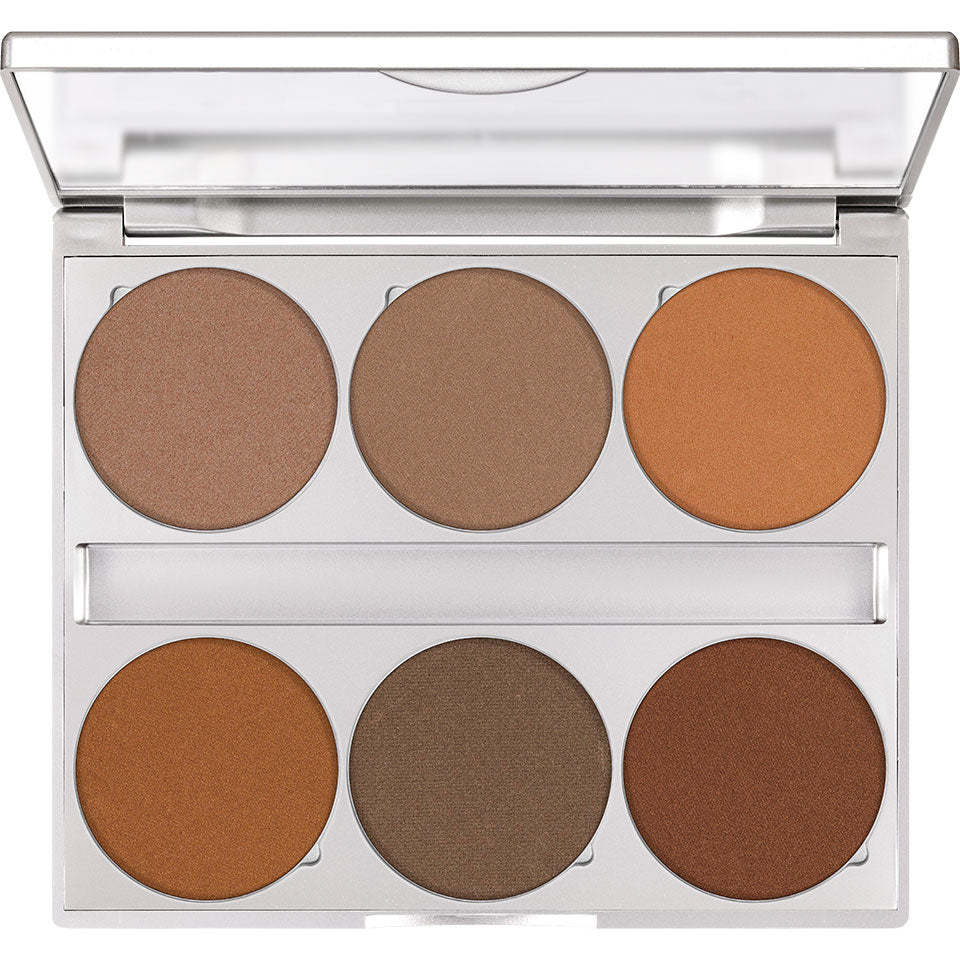 KRYOLAN Glamour Glow Palette 6 Colors Golden Allure – Schimmerpuder für strahlende Haut, 18g, Spiegelpalette offen