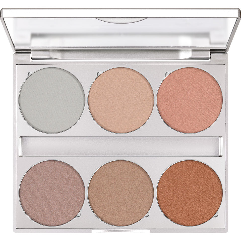 KRYOLAN Glamour Glow Palette 6 Colors Luminous Essence – Schimmerpuder für strahlende Haut, 18g, Spiegelpalette offen
