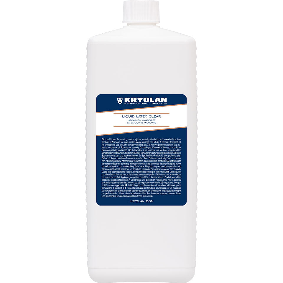 KRYOLAN  Latexmilch ungefärbt – hautfreundlicher Flüssiglatex mit niedrigem Ammoniakgehalt, 1000ml, Flasche