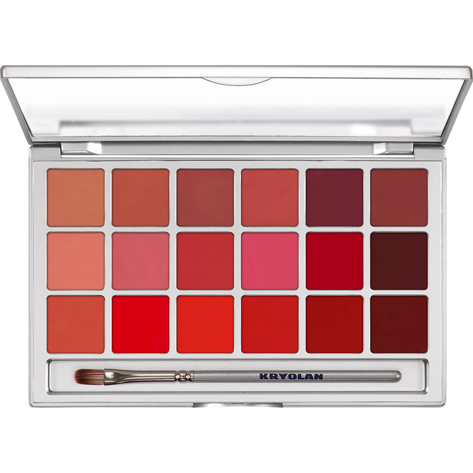 KRYOLAN Lip Rouge Palette 18 Farben LRP-3 – Profi-Palette für Lippenlooks, 42g