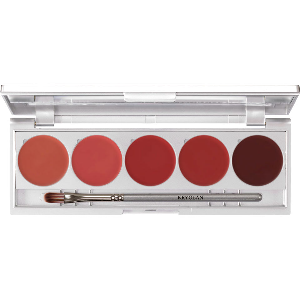 KRYOLAN Lip Rouge Set 5 Colors (magnetisch) Variante LRS 101 – Spiegelpalette mit 5 cremigen Farben, 10g, offen