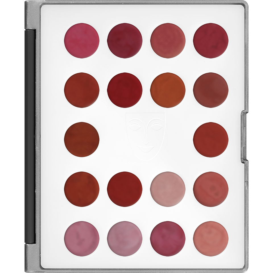KRYOLAN Lippenfarbe Mini-Palette 18 Farben LP – cremige, pflegende Farbtöne, 10g