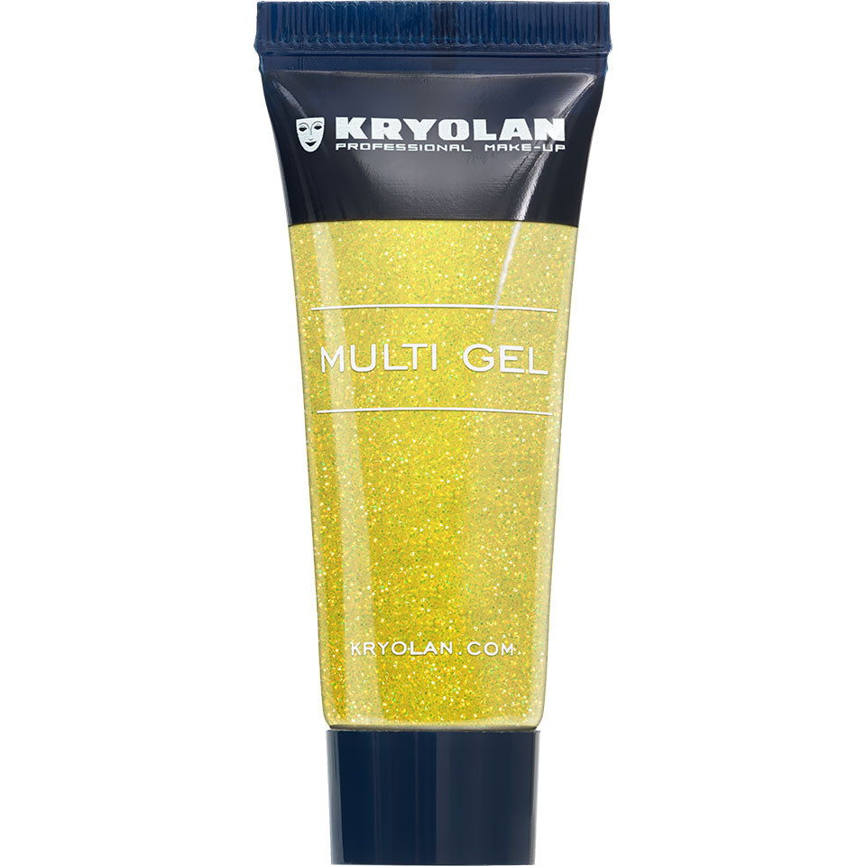 KRYOLAN Multi Gel Glitter grob pastel yellow – Glitzer-Gel für Haut & Haare, 10ml, Tube