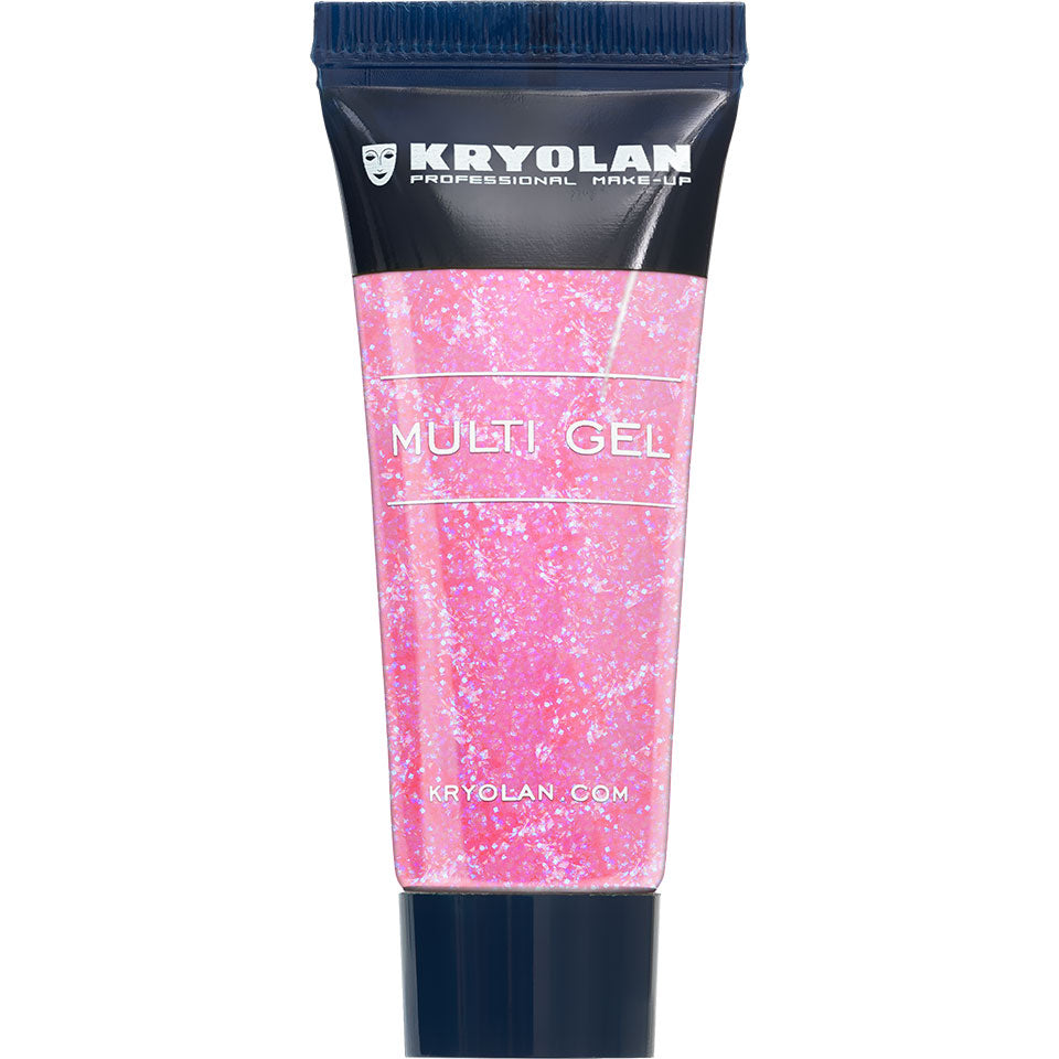 KRYOLAN Multi Gel Glitter grob pearl rose – Glitzer-Gel für Haut & Haare, 10ml, Tube