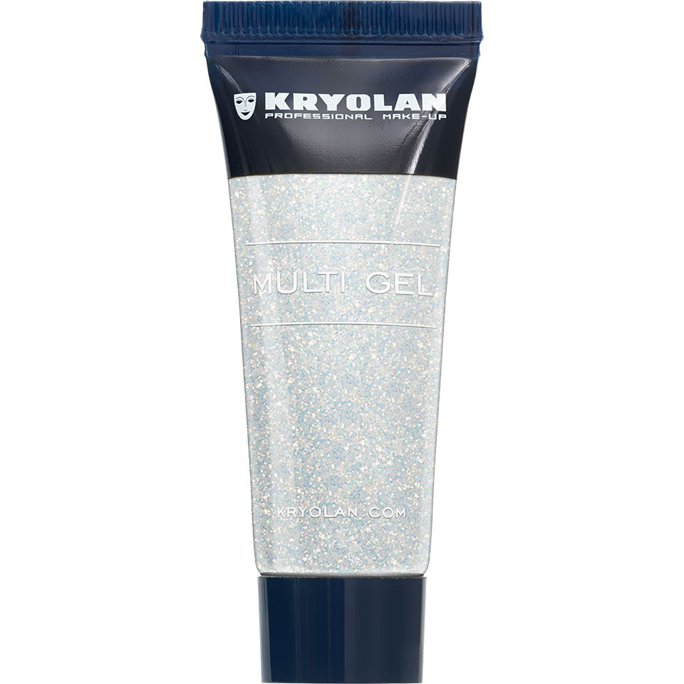KRYOLAN Multi Gel Glitter grob pearl white – Glitzer-Gel für Haut & Haare, 10ml, Tube