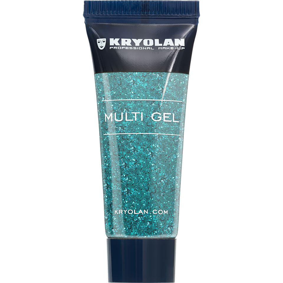 KRYOLAN Multi Gel Glitter grob petrol – Glitzer-Gel für Haut & Haare, 10ml, Tube