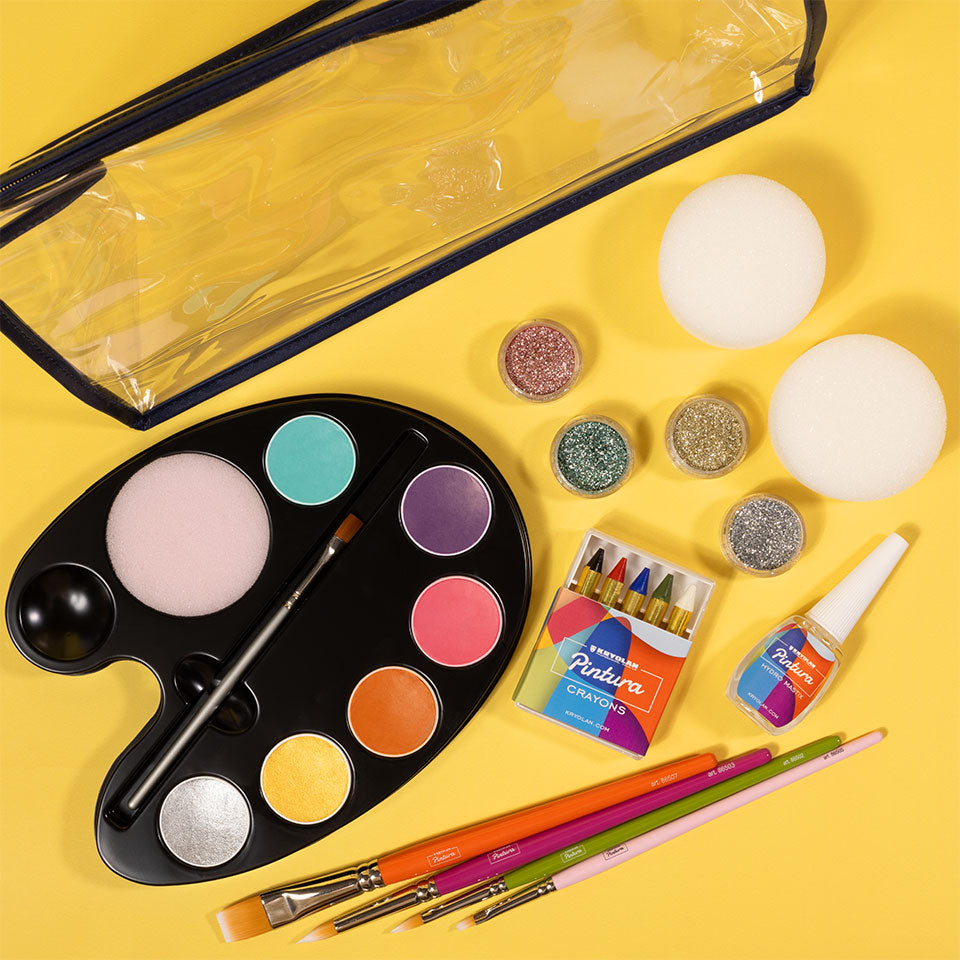 KRYOLAN PINTURA Fantasy Color Bundle – Schminkset für Face- & Bodypainting, 1stück, Tasche und Einzelprodukte Detailansicht