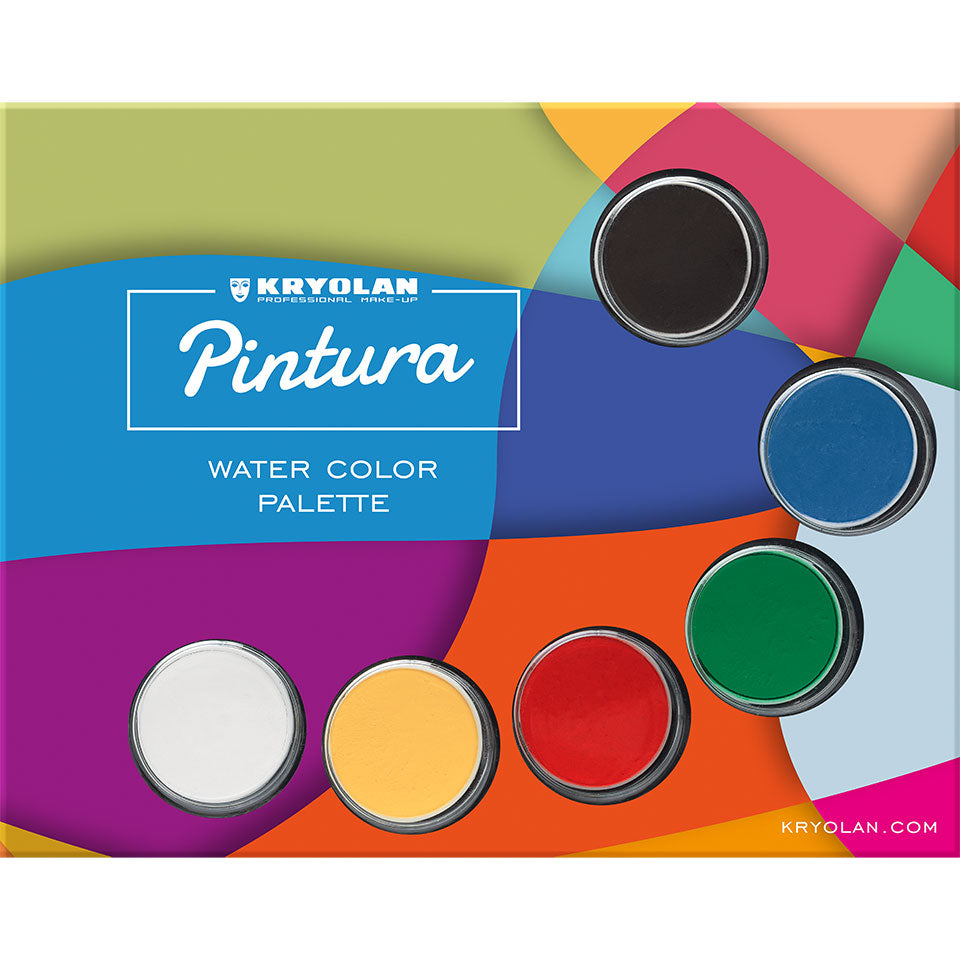 KRYOLAN PINTURA Water Color Palette 6 Farben - pintura 1 – Kompaktschminke für Facepainting, 24ml, in Verpackung