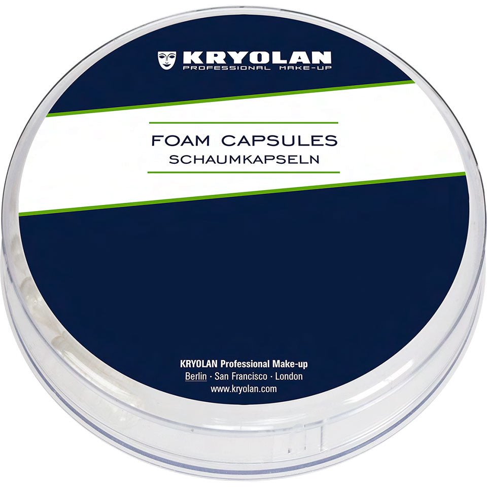 KRYOLAN Schaumkapseln  – für weißen Schaumeffekt im Mund, 10stk., dose seitenansicht