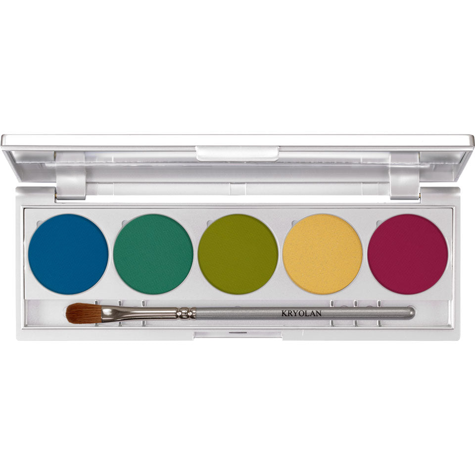 KRYOLAN Shades 5 Farben Rio – Magnetische Make-up Palette mit 5 gepressten Puderfarben, 7.5g, offen
