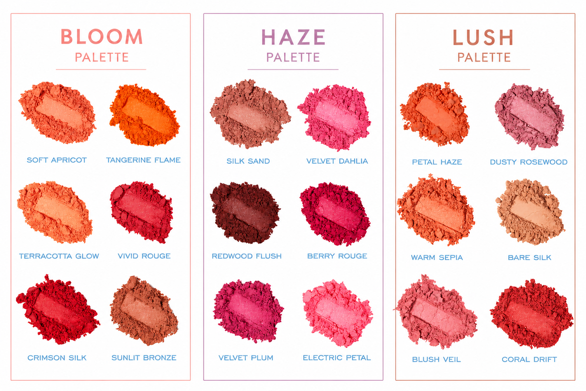 KRYOLAN Silk Finish Blush Palette 6 Farben  – magnetisch, 10g, Farbübersicht