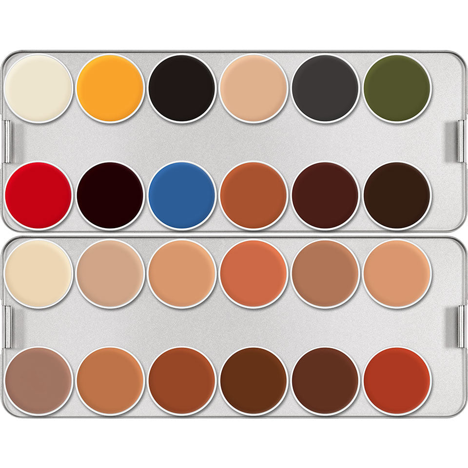 KRYOLAN Spezialteint für Gummiplastiken Palette 24 Farben - Pro – für Latex und Maskenbau, 80ml