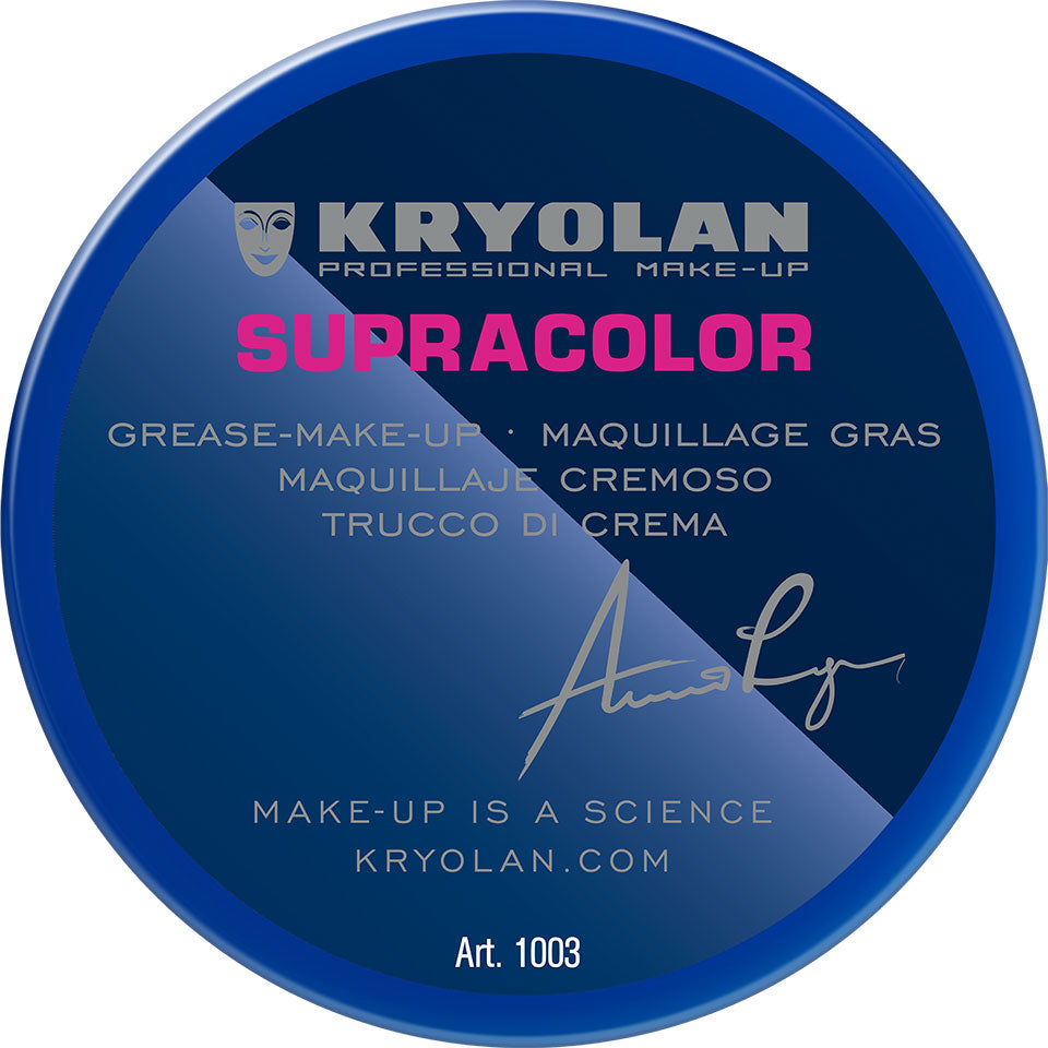 KRYOLAN Supracolor Buntfarben cobalt blue – deckende Creme Foundation, 55ml, Dose geschlossen