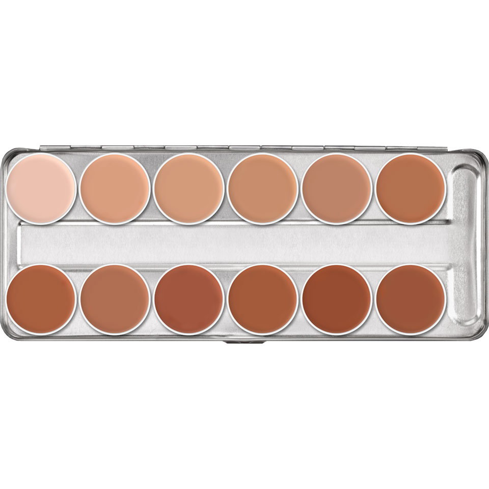 KRYOLAN Supracolor Palette 12 Farben – Hochpigmentiertes Creme-Make-up, 40g, Variante 1w-12w