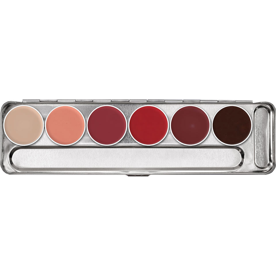 KRYOLAN Supracolor Palette 6 Farben Burn – Fettschminke in Profiqualität, 20ml, Palette offen