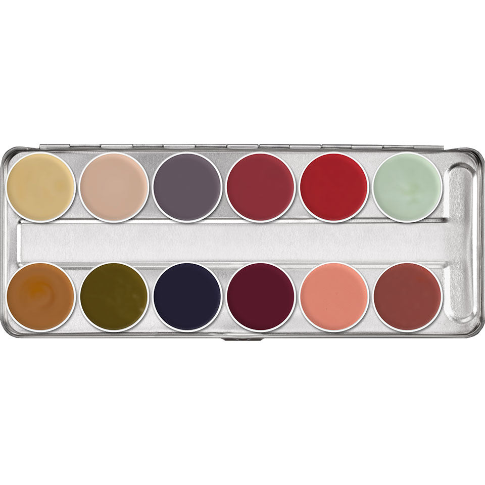 KRYOLAN Supracolor Palette 6 Farben - Casualty Simulation – Hochpigmentiertes Creme-Make-up, 40g, Palette offen