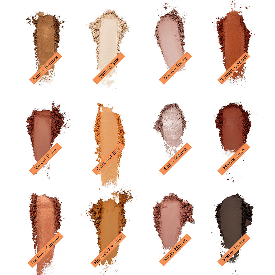 KRYOLAN Velvet Vision Eye Shadow Palette 12 Farben – samtige Lidschatten mit mattem & schimmerndem Finish, 18g, Farbübersicht