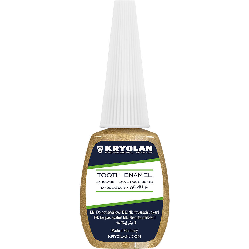 KRYOLAN Zahnlack metallic gold – für realistische Zahnverfärbungen, 12ml, Pinselflasche