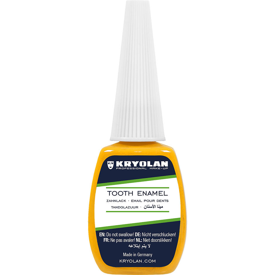 KRYOLAN Zahnlack yellow – für realistische Zahnverfärbungen, 12ml, Pinselflasche