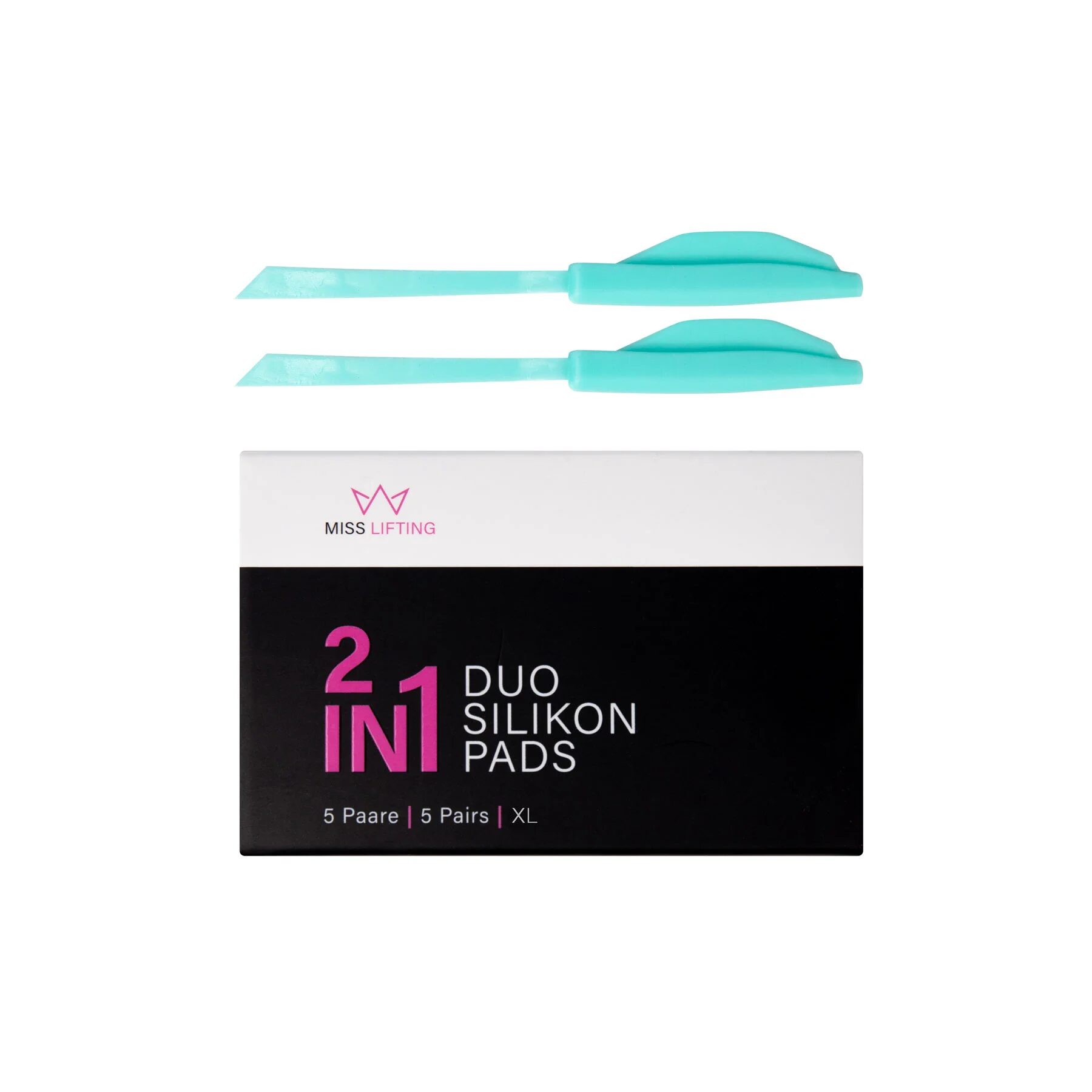 MISS LASHES 2 in 1 Duo Silikonpads  – Größe XL, 5Paar, Pads und Umkarton