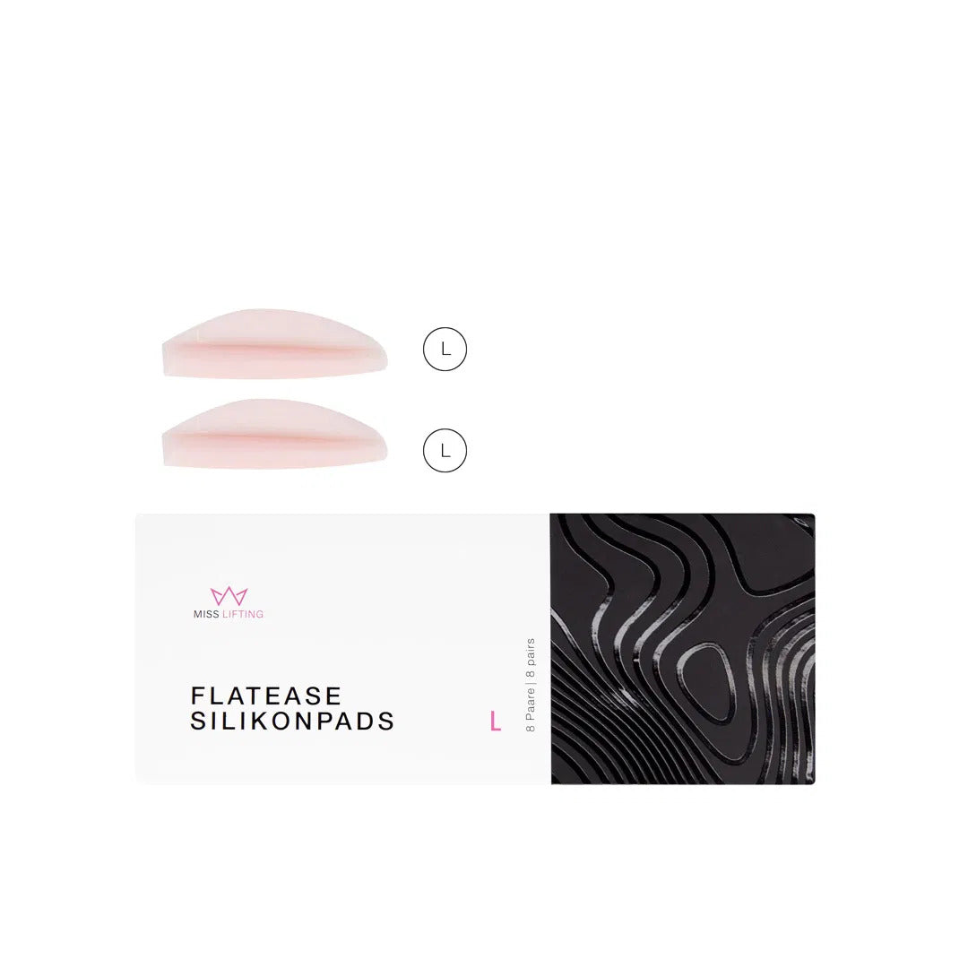 MISS LASHES FlatEase Silikonpads – Größe L, 8Paar, Pads und Umkarton