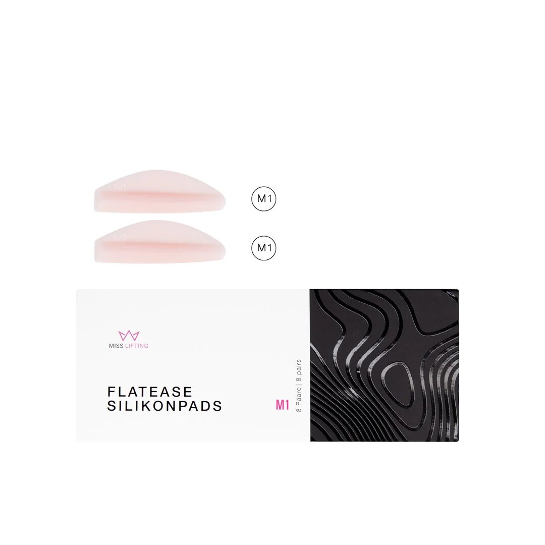 MISS LASHES FlatEase Silikonpads – Größe M1, 8Paar, Pads und Umkarton