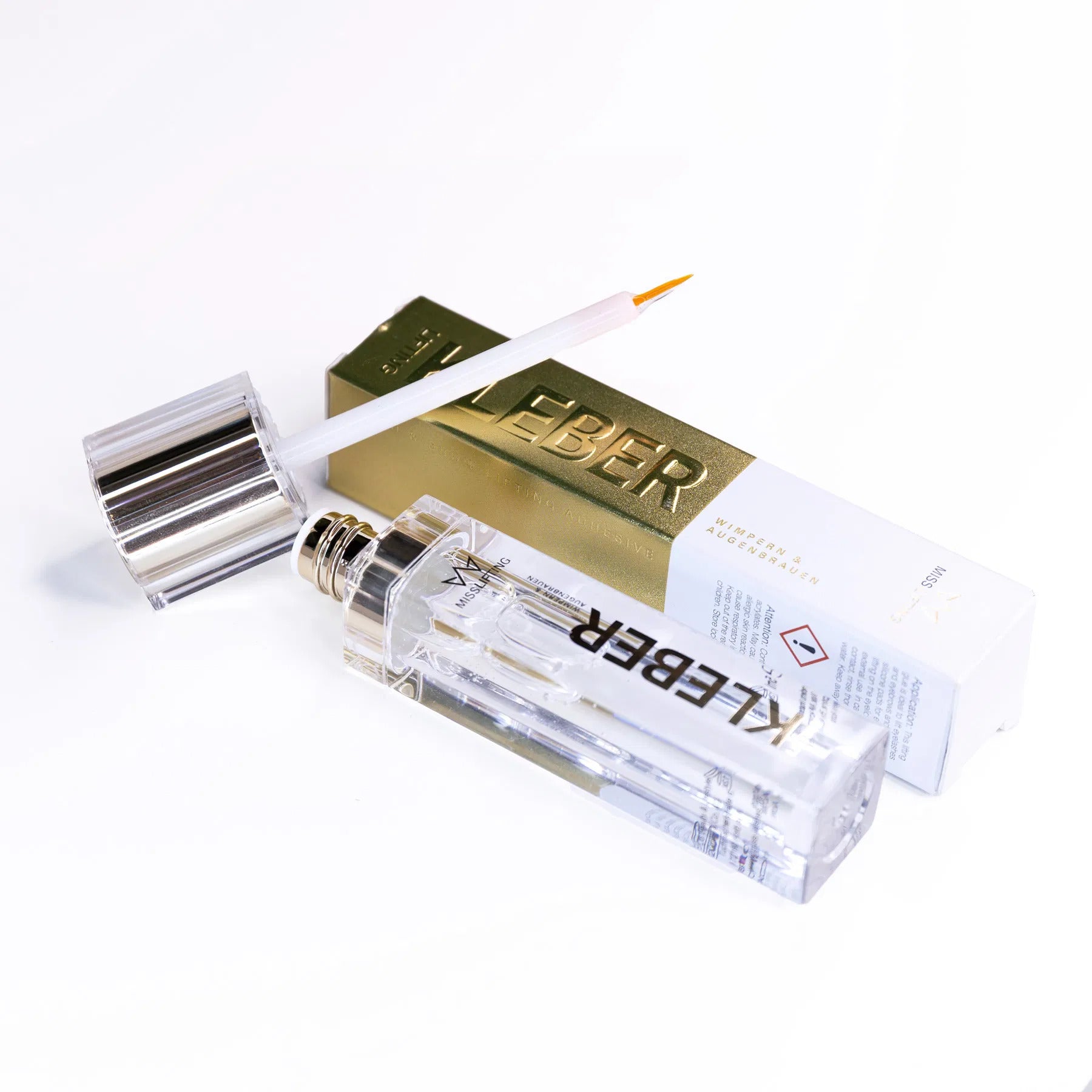MISS LASHES Lash & Brow Lifting Kleber , 5 ml, offene Flasche Applikationspinsel und Umverpackung