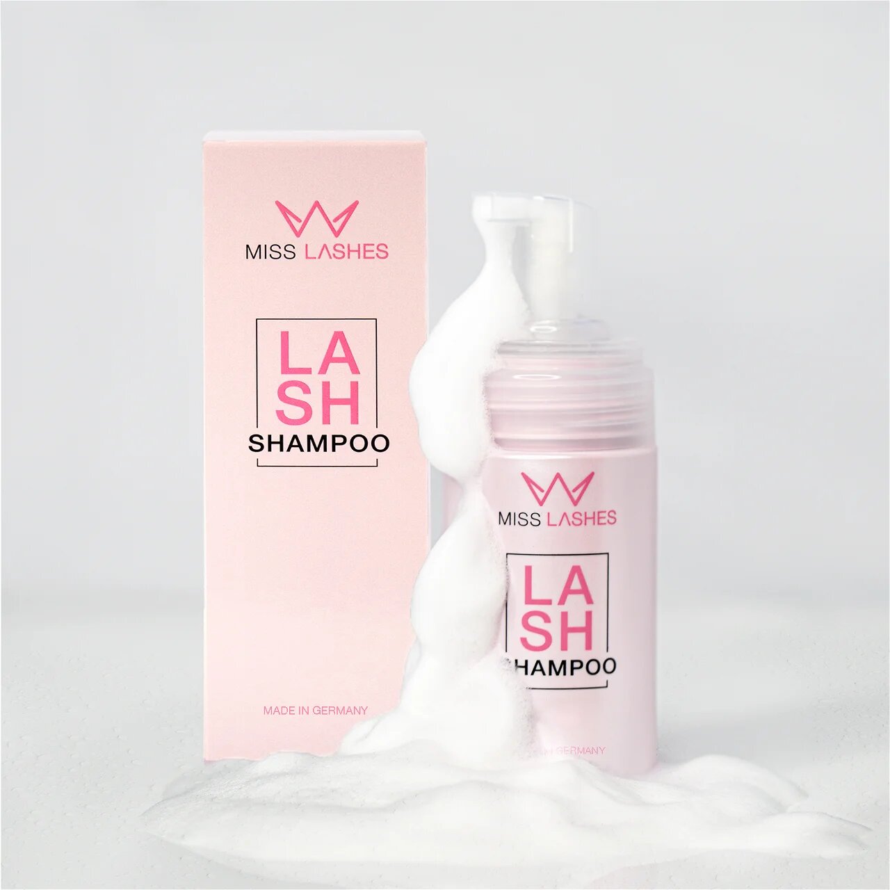 MISS LASHES Lash Shampoo , 100ml, Spender mit Produktprobe und Umkarton