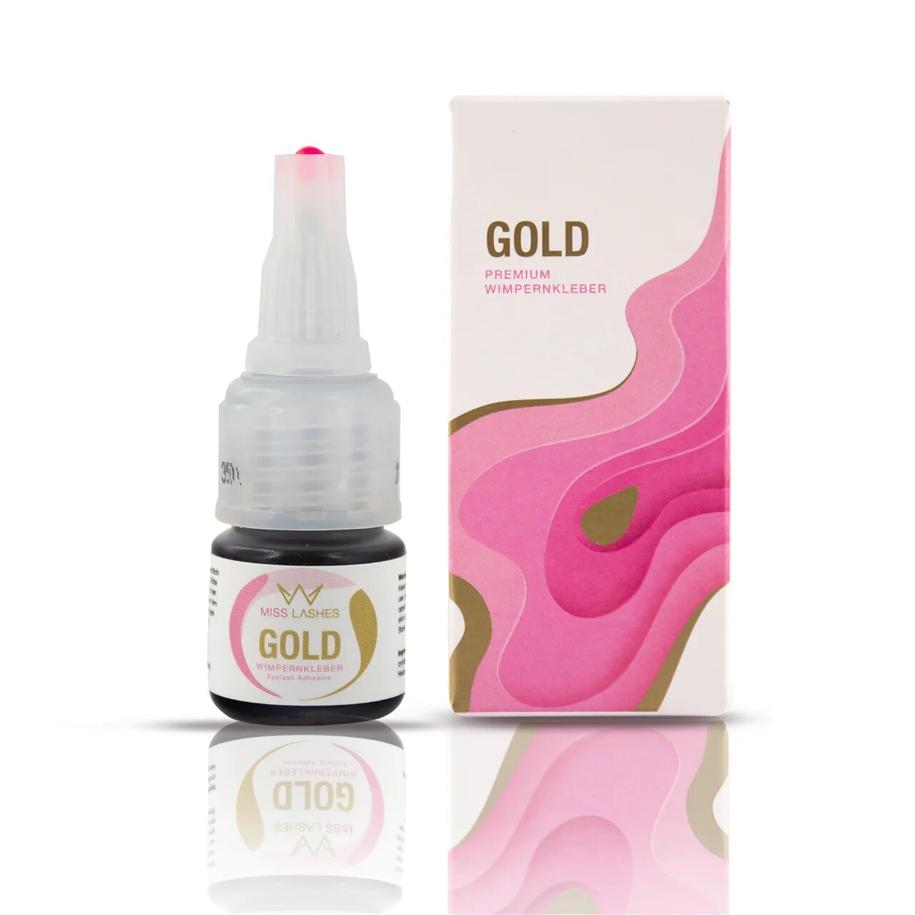MISS LASHES Premium Gold Kleber –  für Wimpernverlängerung, 5g, Spender und Umkarton