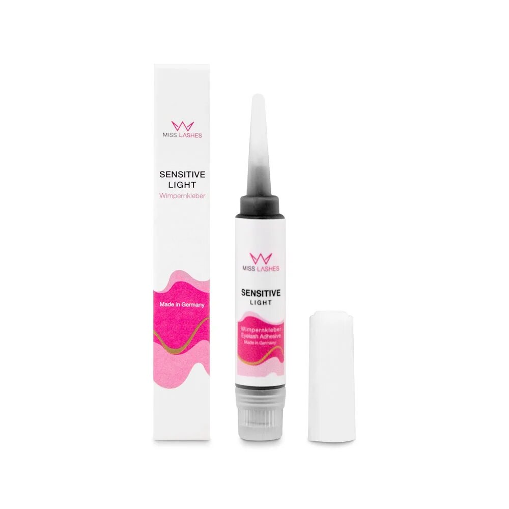 MISS LASHES Sensitiv Light Kleber – für Wimpernverlängerung, 2g, Spender offen und Umkarton