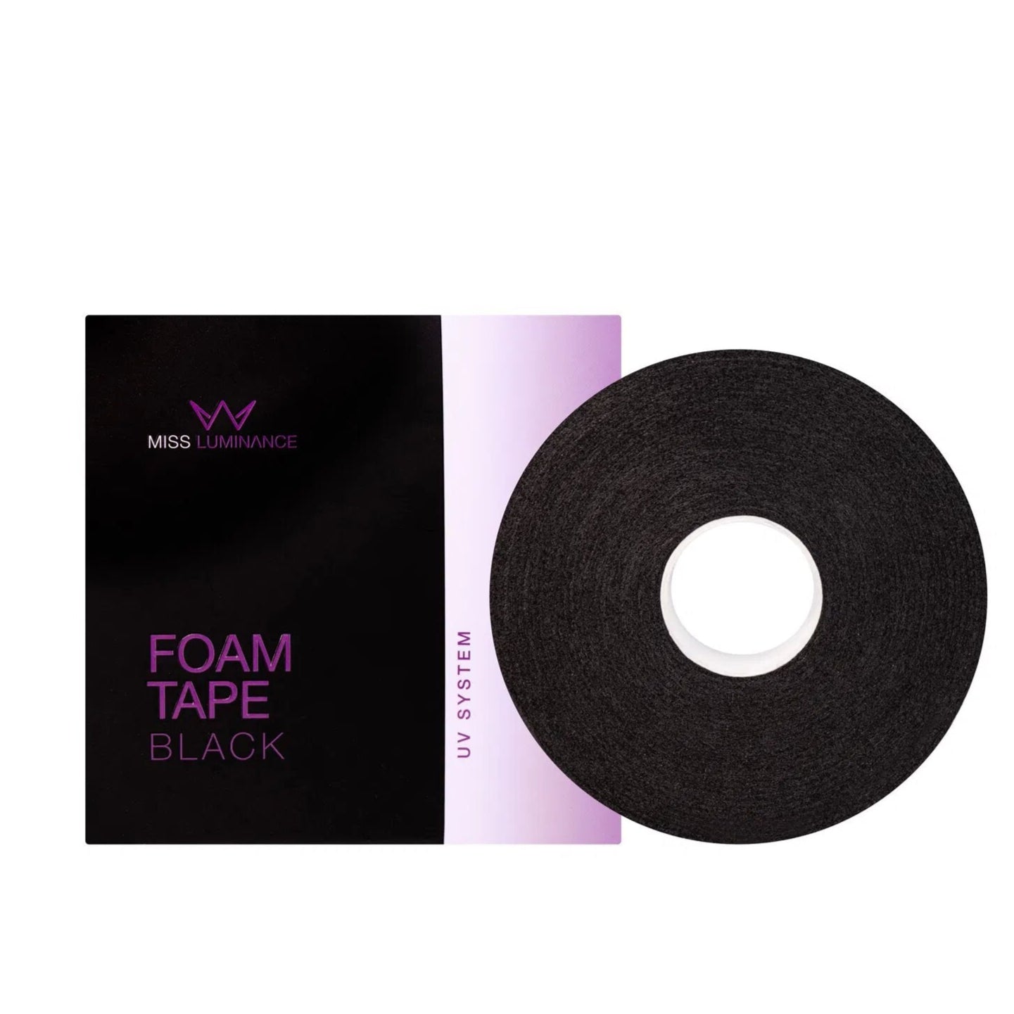 MISS LASHES UV-Foam Tape Schwarz, 2,5x5m, Schaumband und Umkarton