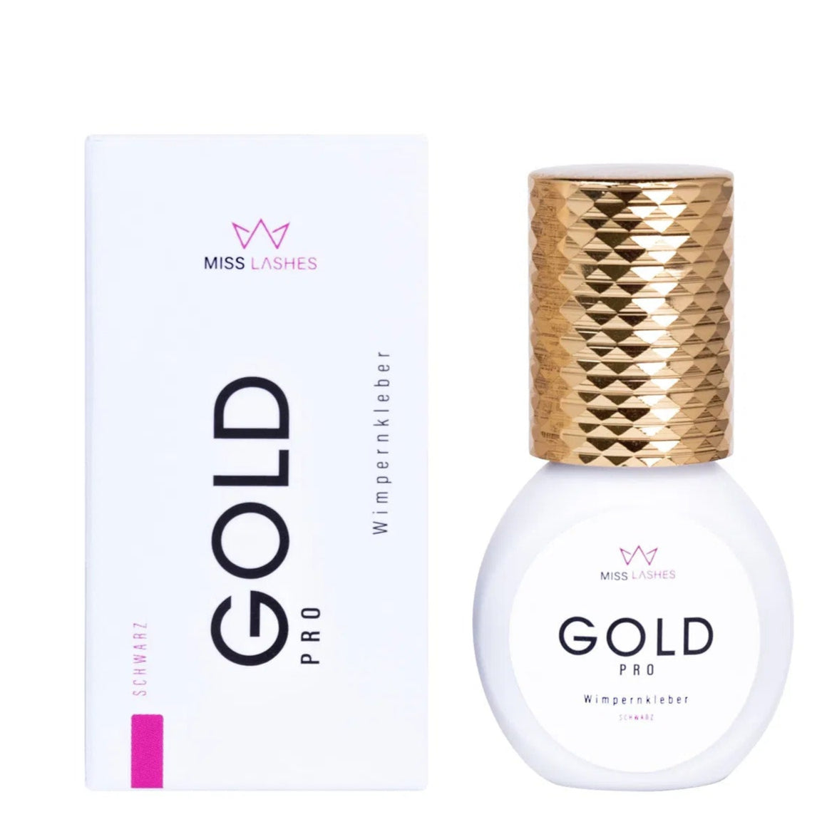 MISS LASHES Wimpernkleber Gold Pro  – für Wimpernverlängerung, 5g, Spender und Umkarton