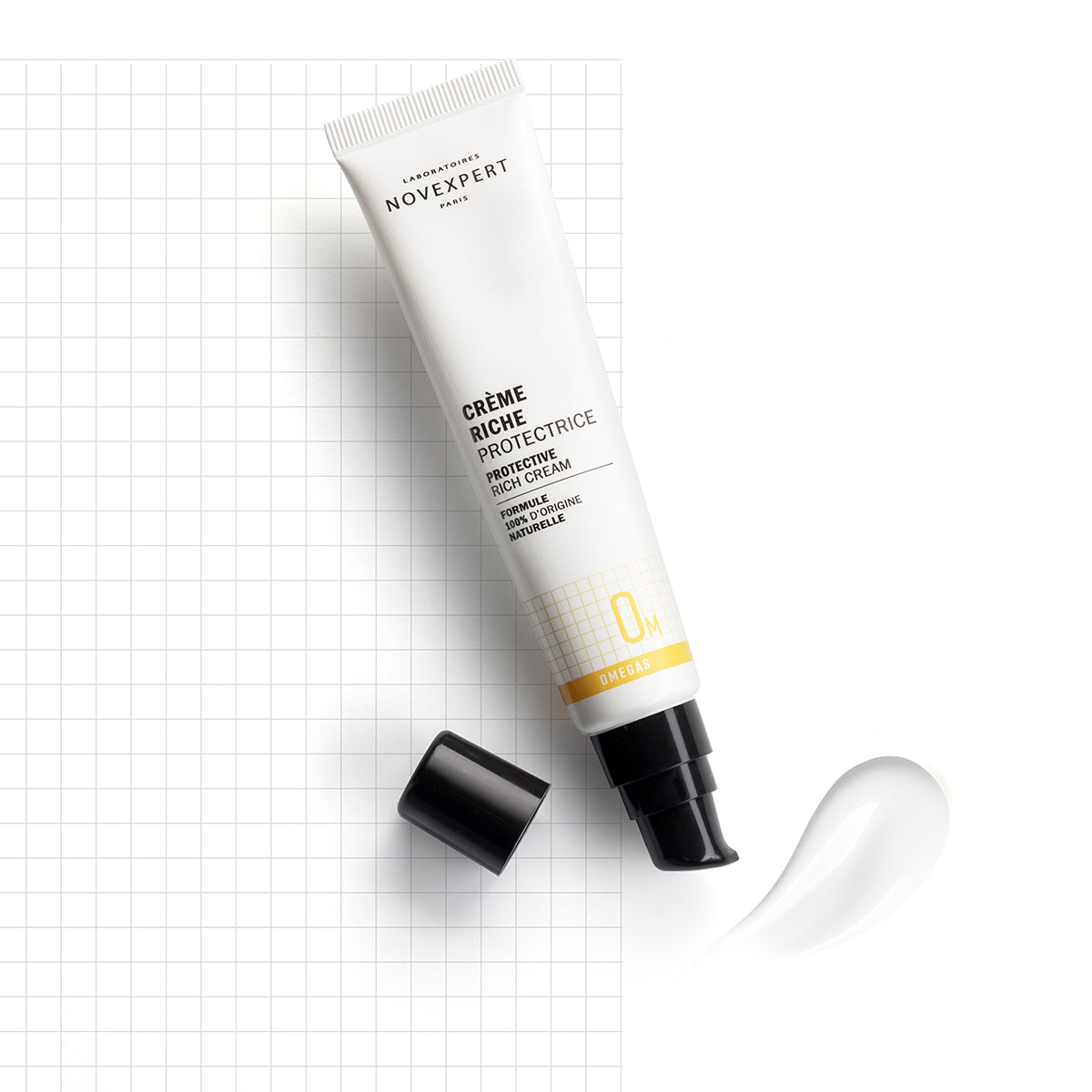 NOVEXPERT Protective Rich Cream – für trockene reife Haut, 40ml, Tube offen und Cremetextur