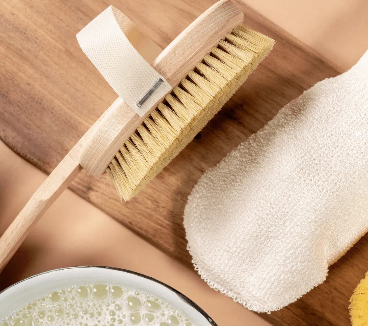 PECLAVUS Bade- und Massagebürste, 1stück, mit Peelinghandschuh und Wasserschale